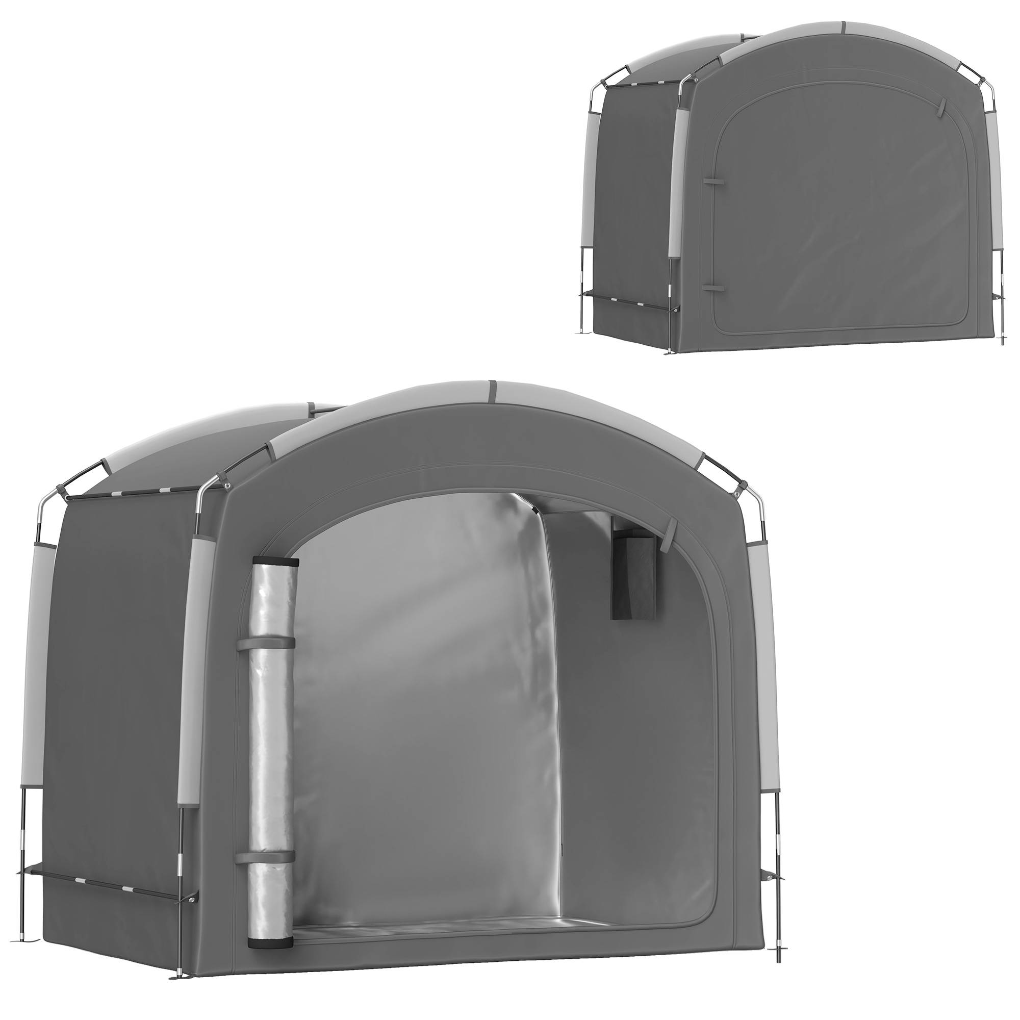 Tente de vélo abri de vélo portable pour 3-4 vélos avec 2 poches latérales 205 x 140 x 188 cm gris foncé - Image 1