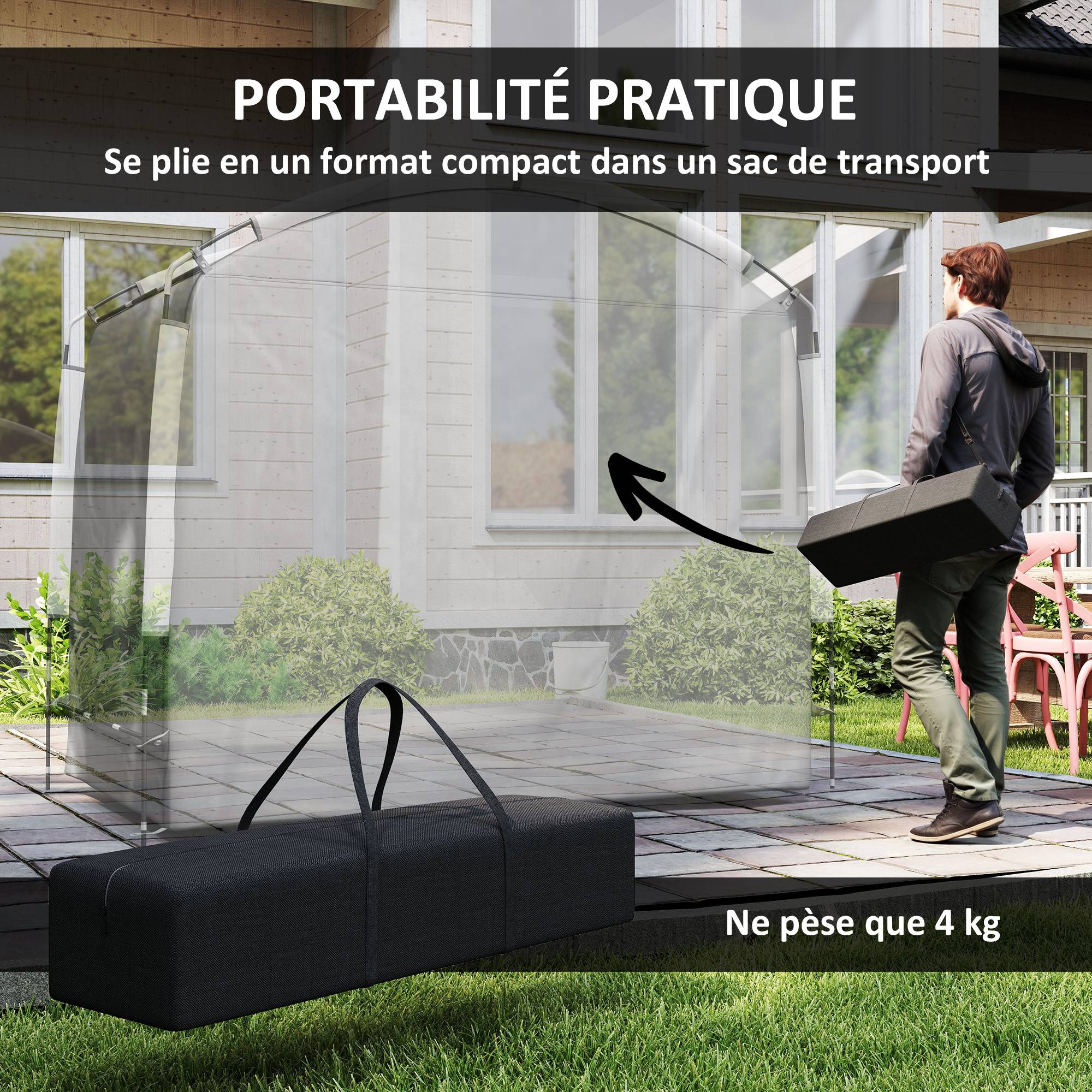 Tente de vélo abri de vélo portable pour 3-4 vélos avec 2 poches latérales 205 x 140 x 188 cm gris foncé - Image 9