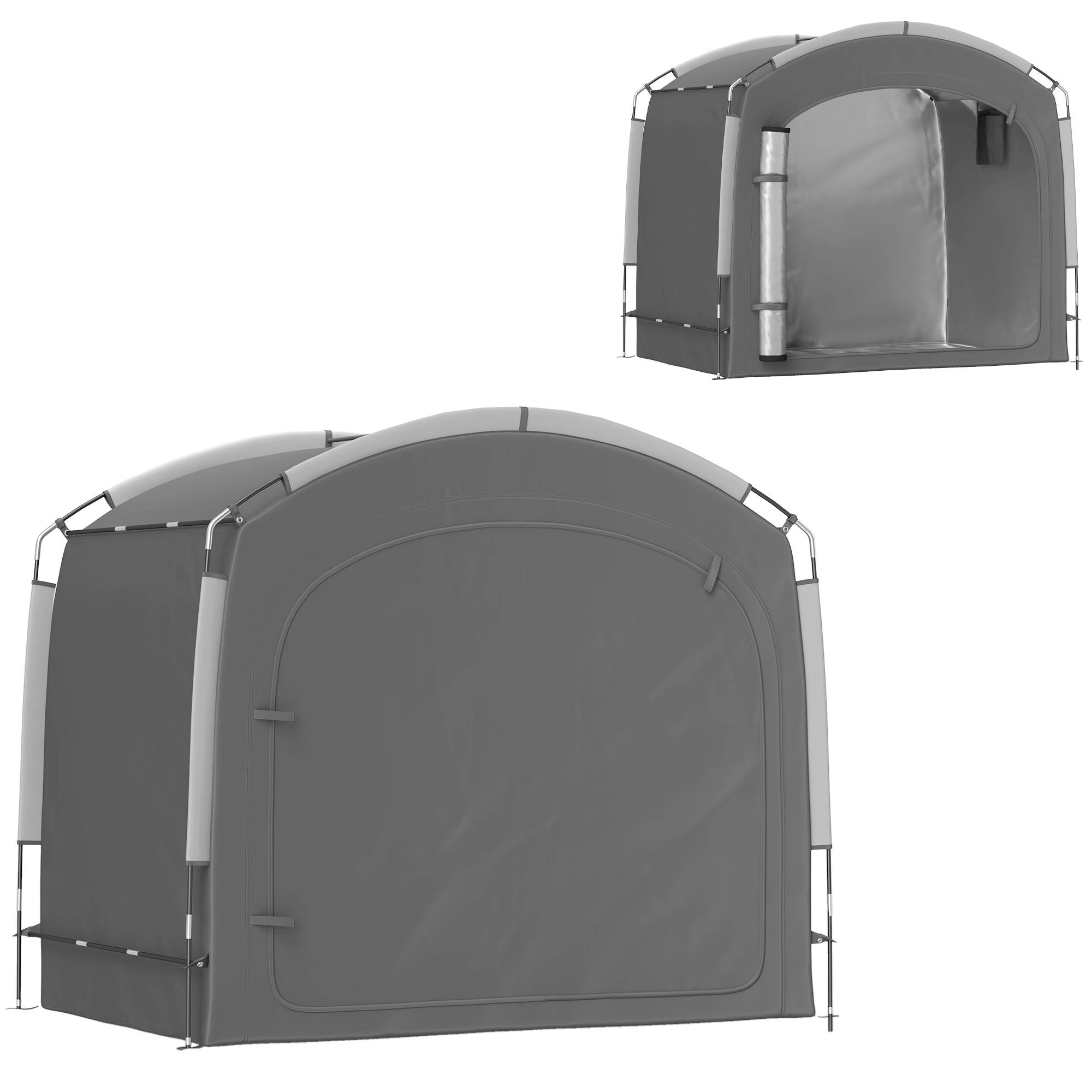Tente de vélo abri de vélo portable pour 3-4 vélos avec 2 poches latérales 205 x 140 x 188 cm gris foncé - Image 2