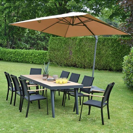Parasol déporté taupe 3x3 m Celestia - Gecko Jardin - Imagen 1
