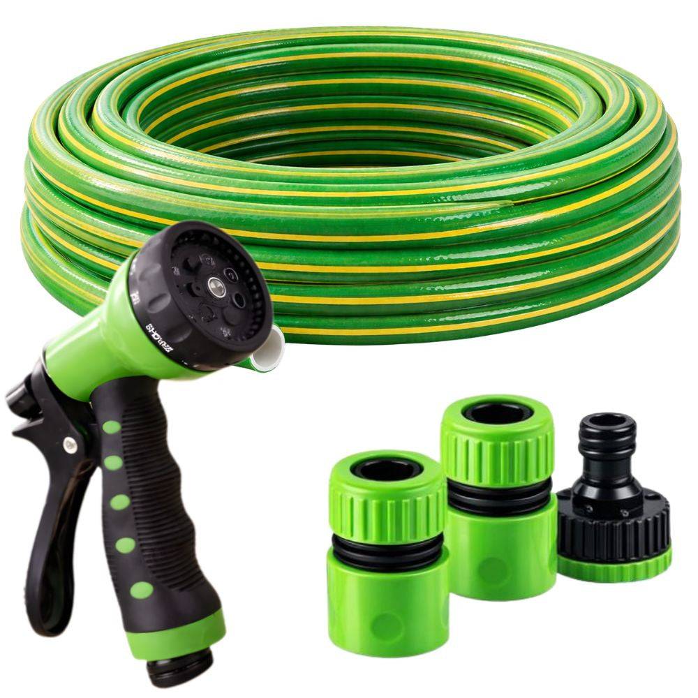 Tuyau d'arrosage en caoutchouc 1/2 pouce, 15 m, 3 couches + raccords et pistolet, kit DIVODV - Image 2