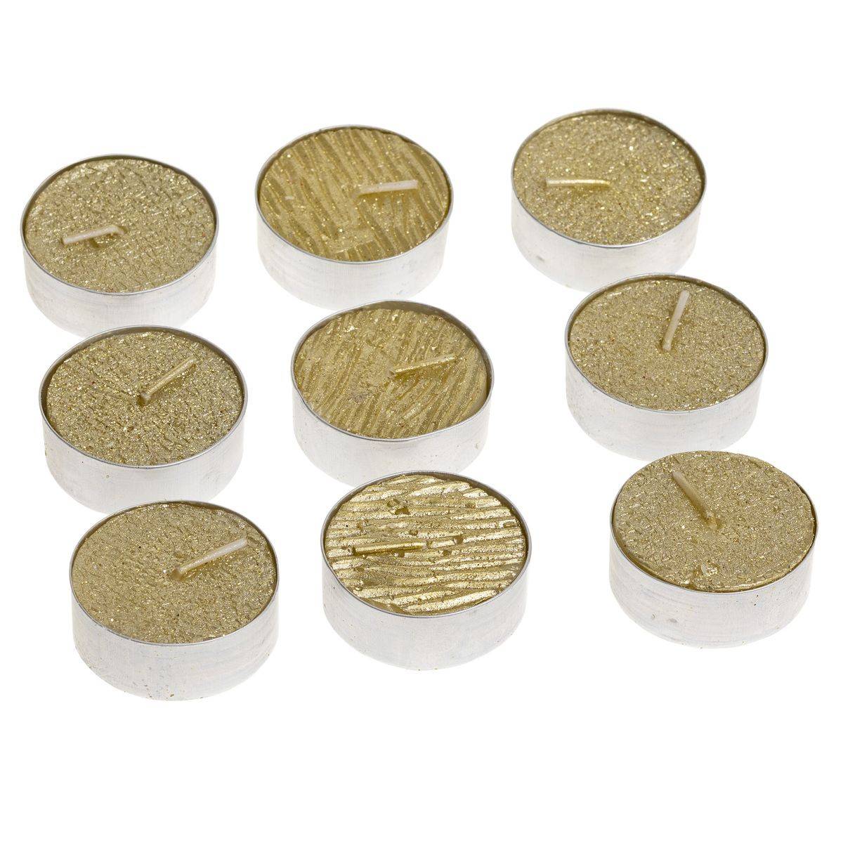Lot de 9 Bougies Chauffe plat Or pailleté D 3.8 cm - Image 1