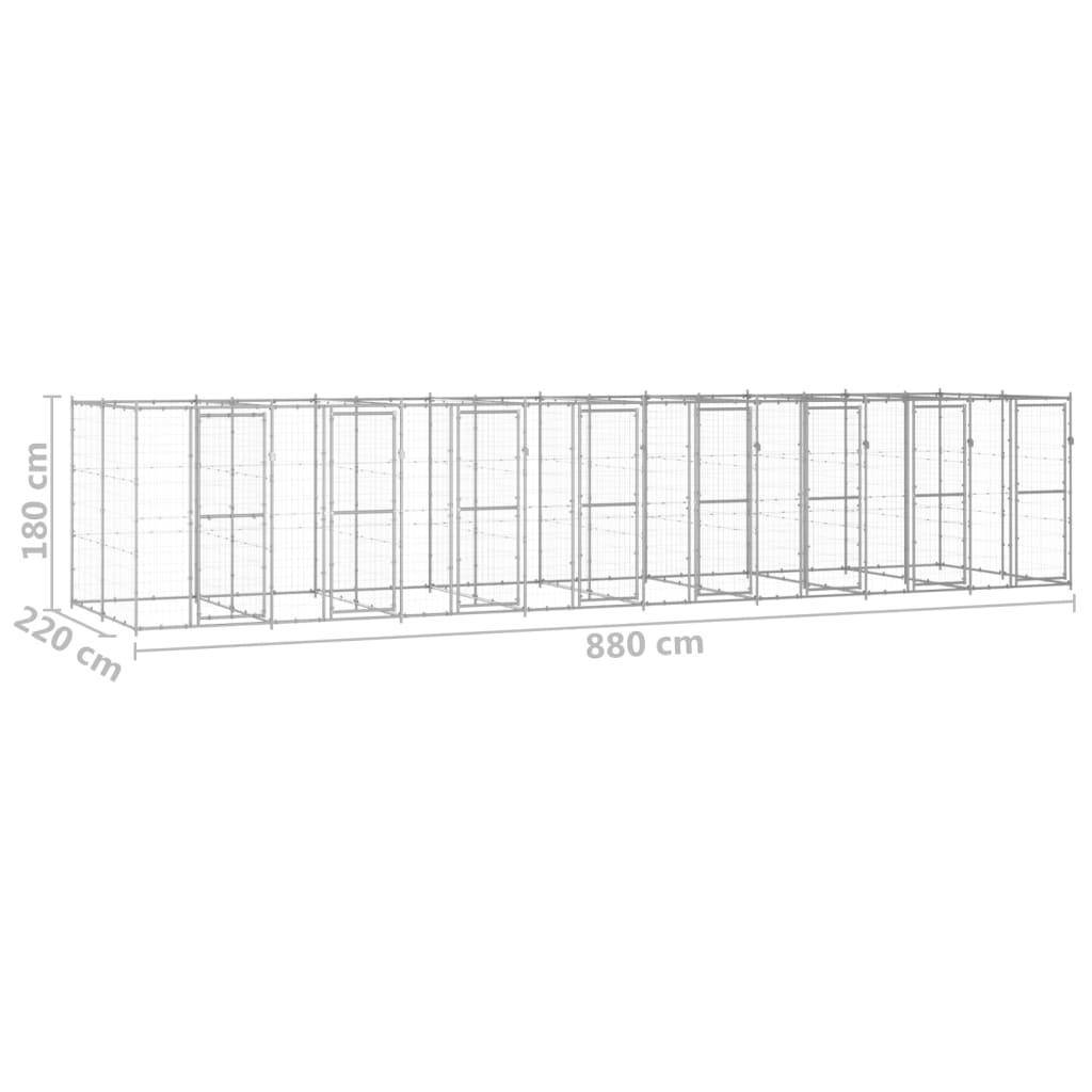 Helloshop26 - Chenil extérieur cage enclos parc animaux chien extérieur acier galvanisé 19,36 m² - Imagen 2