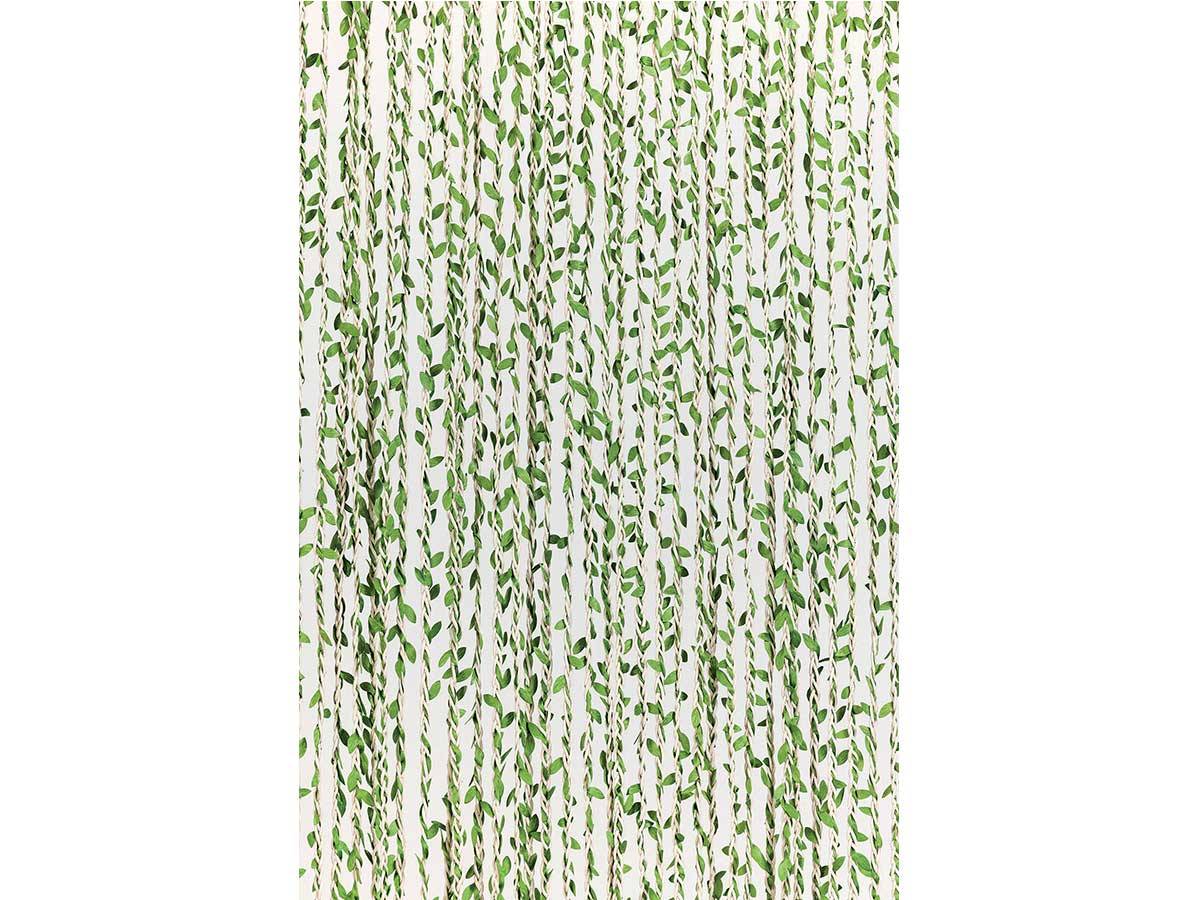 Morel - Rideau de porte Torsades de polyester et feuillage artificiel Samana, vert - 90 x 200 cm - Morel - Imagen 2
