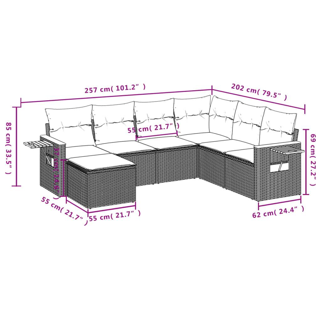Canapé de jardin sectionnel 7 places résine tressée résistante modulaire avec pouf pour extérieur Beige et gris clair – ComfortXL Outdoor Living - Image 9