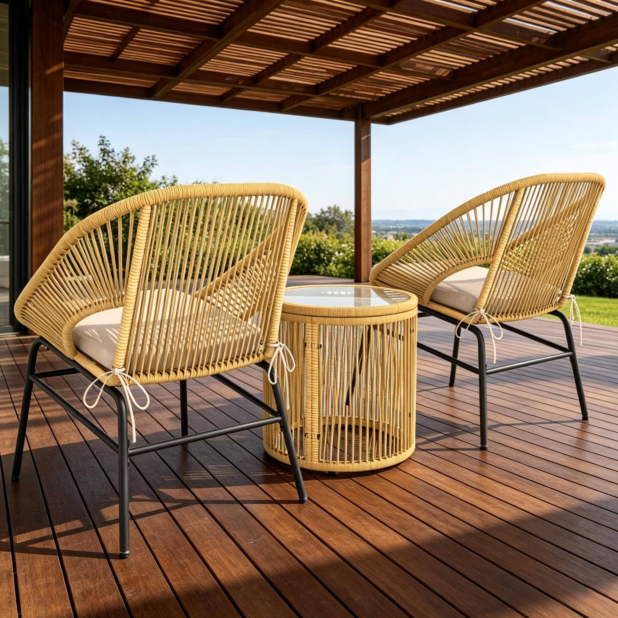 Set beige 3 pièces – élégant, anti-UV, idéal pour l'apéro - Image 6