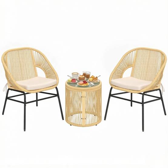 Set beige 3 pièces – élégant, anti-UV, idéal pour l'apéro - Image 1