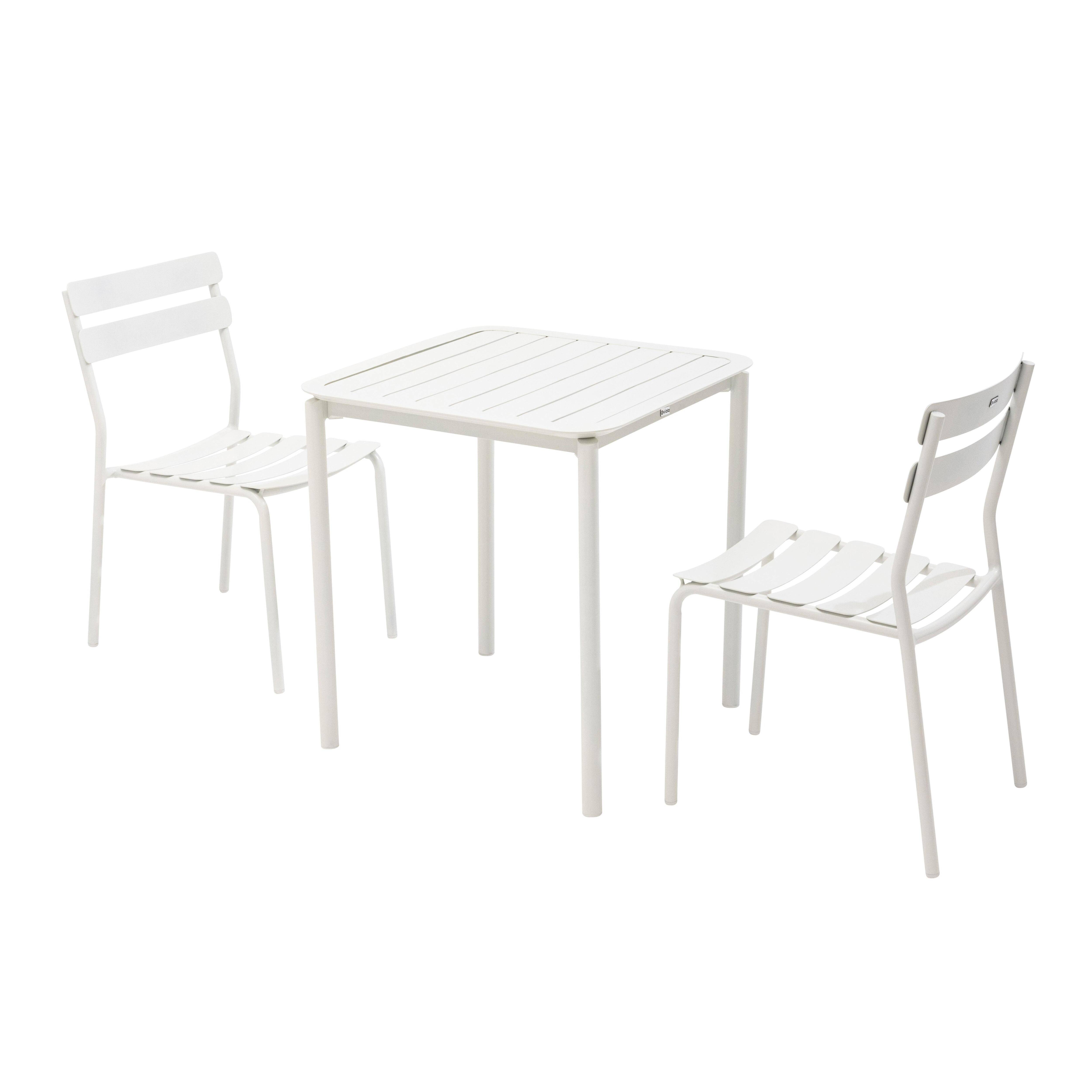Oviala - Ensemble table de terrasse 70cm et 2 chaises blanc Almada - Oviala - Image 1