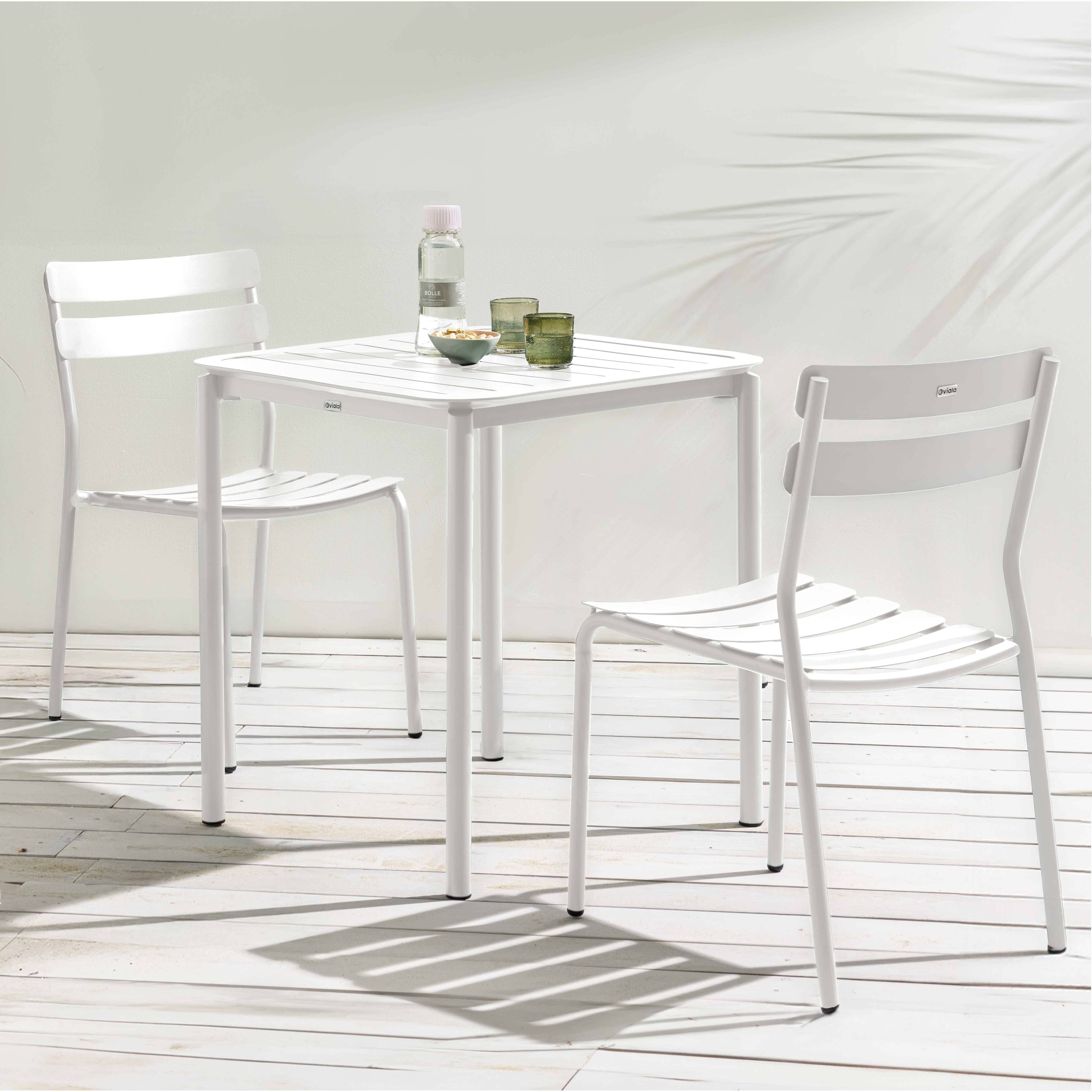 Oviala - Ensemble table de terrasse 70cm et 2 chaises blanc Almada - Oviala - Image 2