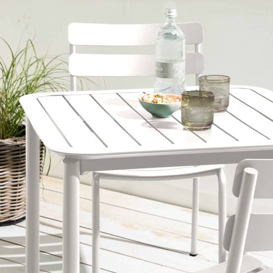 Oviala - Ensemble table de terrasse 70cm et 2 chaises blanc Almada - Oviala - Image 3