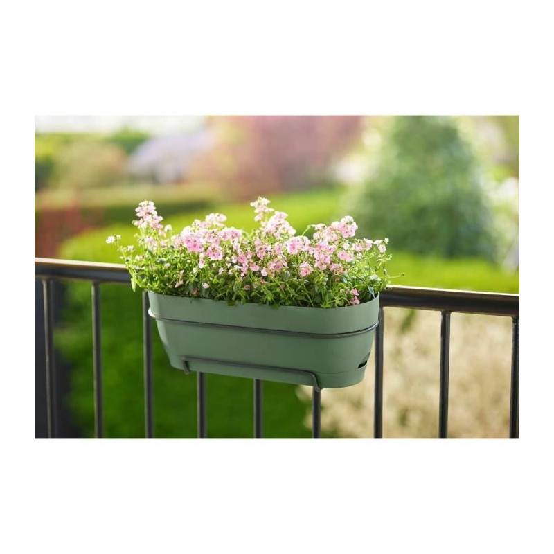 Elho - Planteur Rectangle Vibia - Plastique - Réservoir - ø70 - Vert - Imagen 3