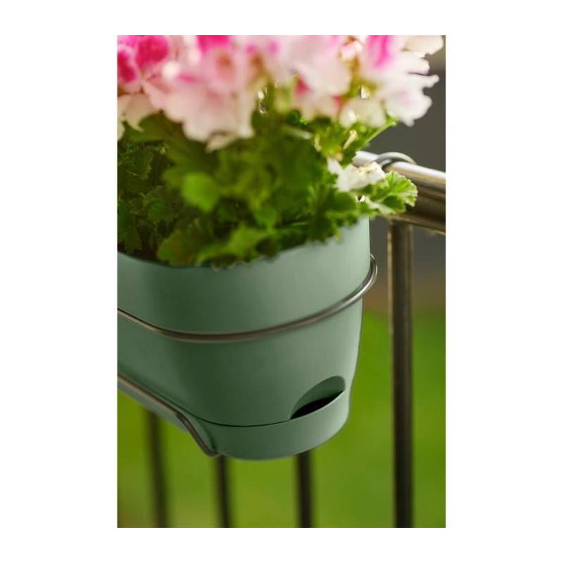 Elho - Planteur Rectangle Vibia - Plastique - Réservoir - ø70 - Vert - Imagen 4