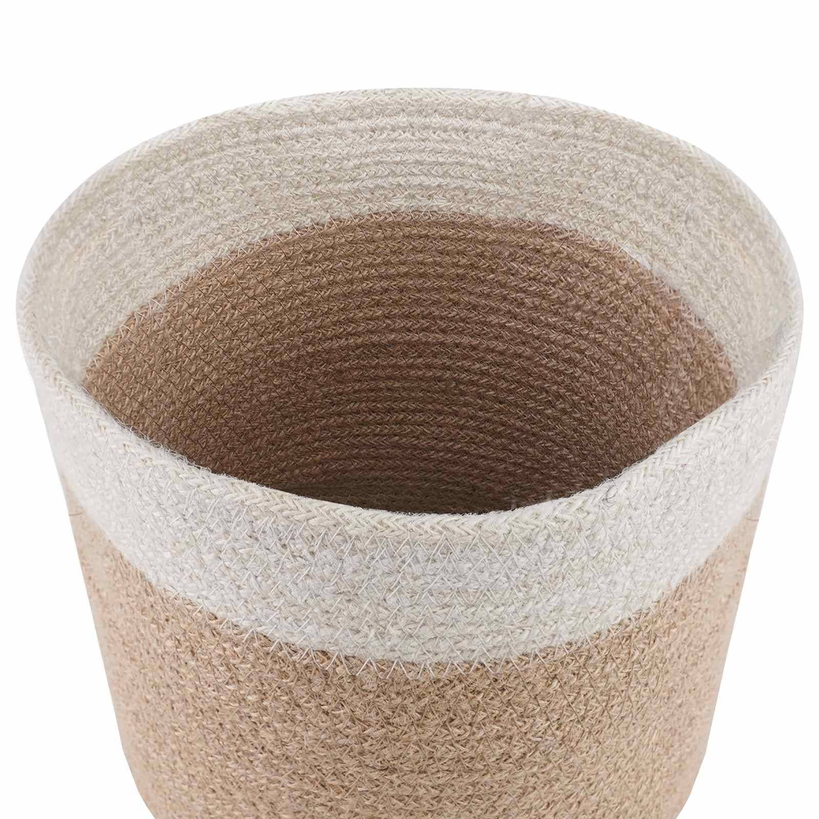 Ensemble de 2 pots à plantes jute naturel et blanc 21 x 21 x 21 cm - PANGIVO - Image 3