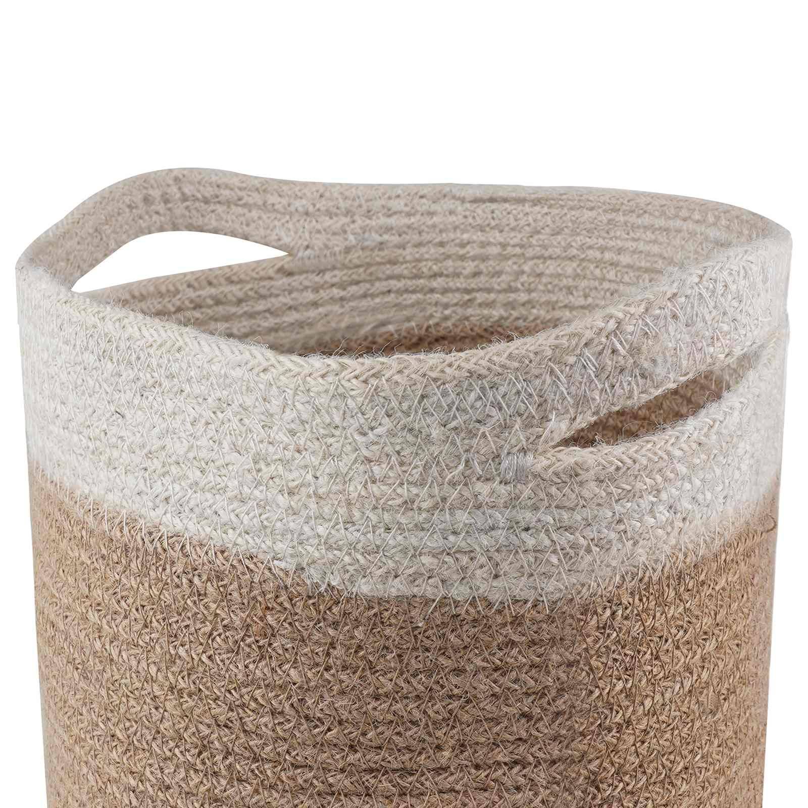 Ensemble de 2 pots à plantes jute naturel et blanc 21 x 21 x 21 cm - PANGIVO - Image 4