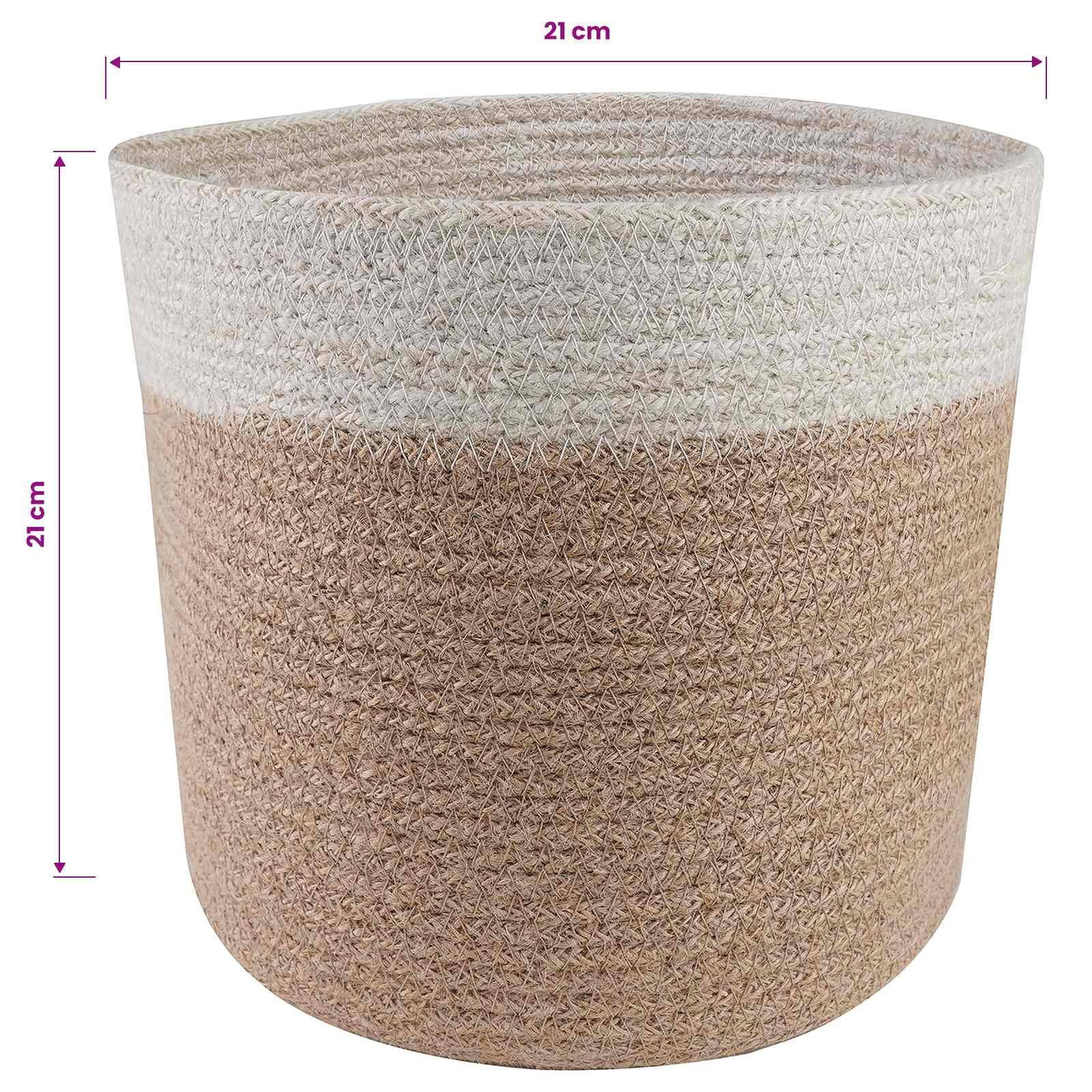 Ensemble de 2 pots à plantes jute naturel et blanc 21 x 21 x 21 cm - PANGIVO - Image 6
