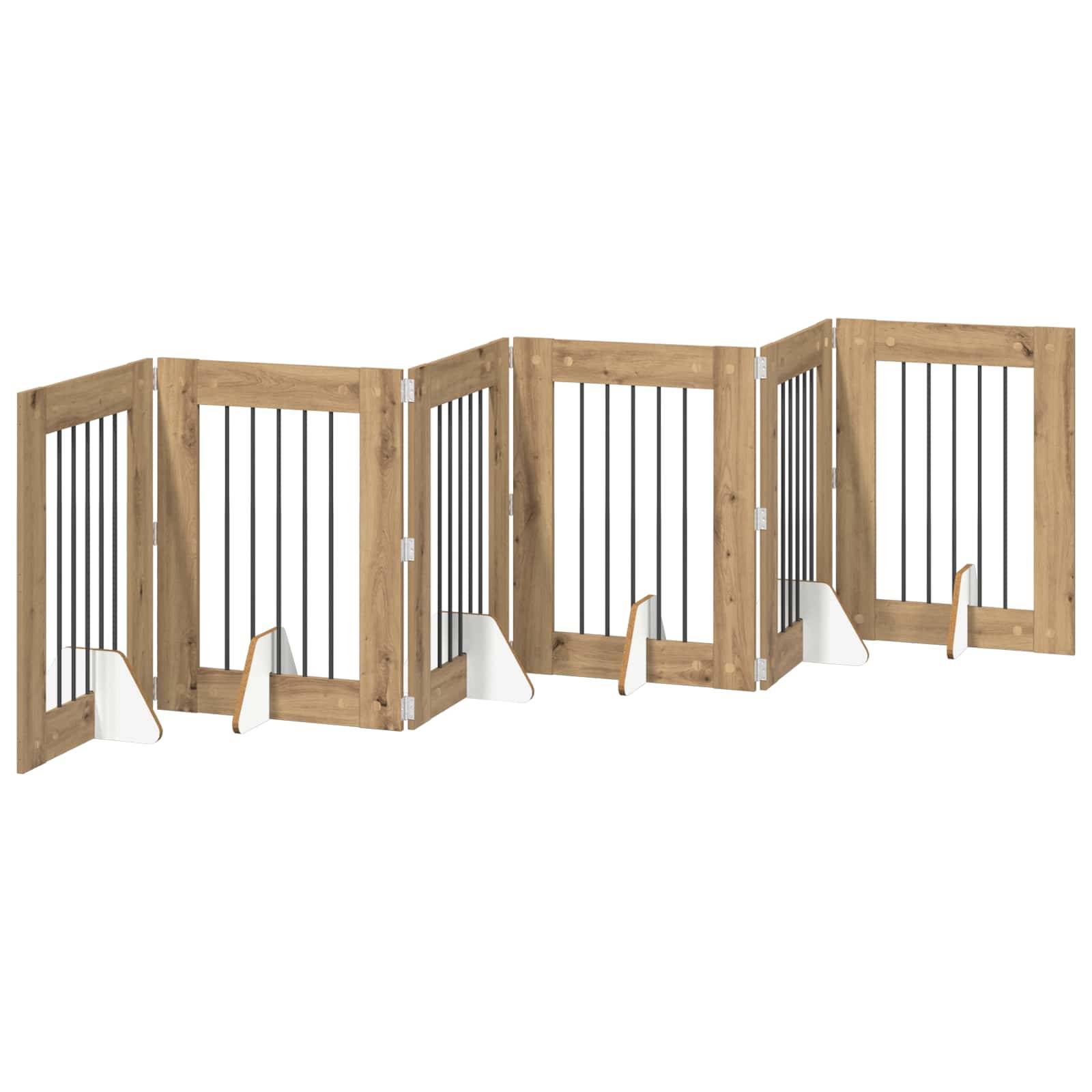 Barrière pour chien bois d'ingénierie chêne artisanal 362 x 34 x 80 cm - PANGIVO - Image 4
