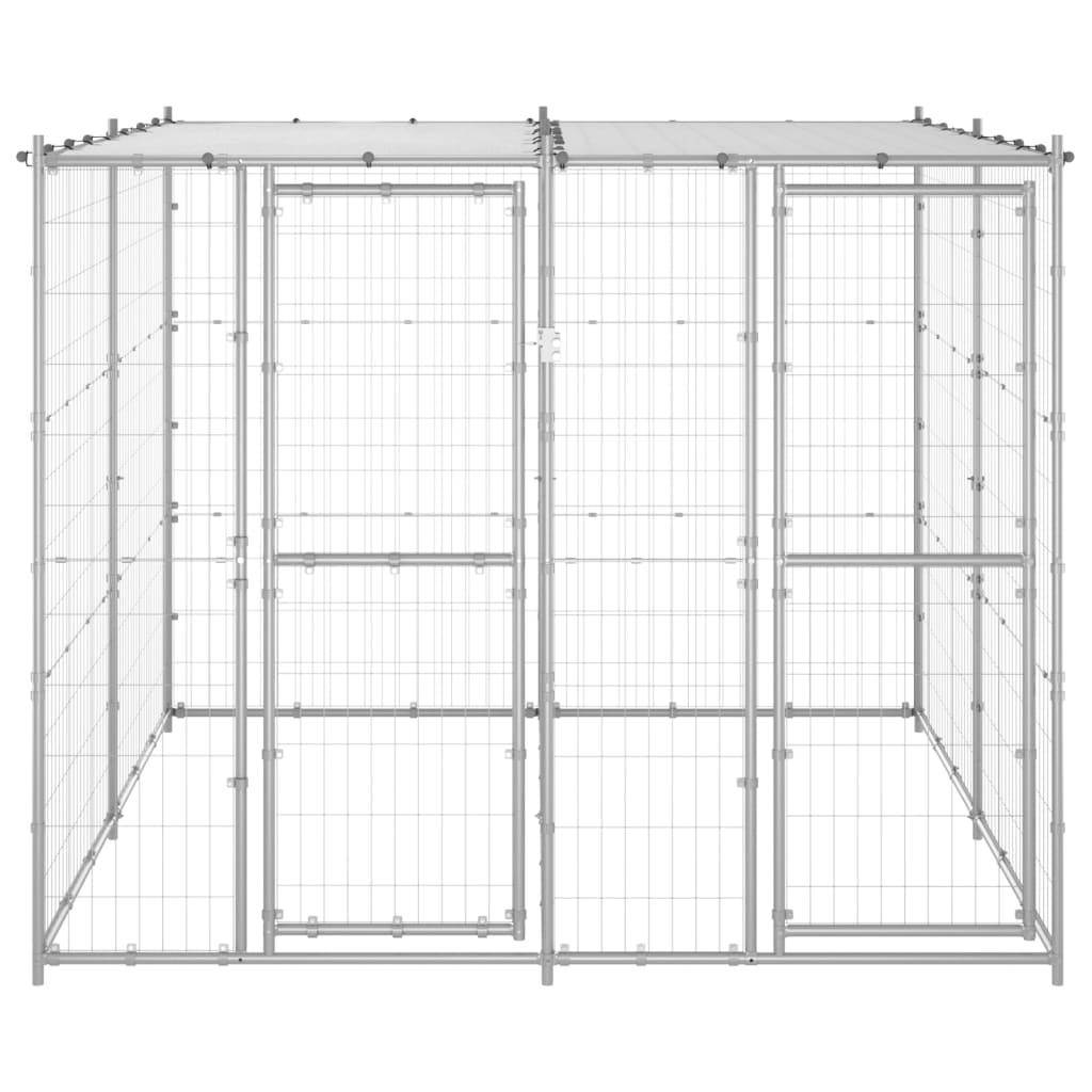 Helloshop26 - Chenil extérieur cage enclos parc animaux chien extérieur acier galvanisé avec toit 4,84 m² - Imagen 3