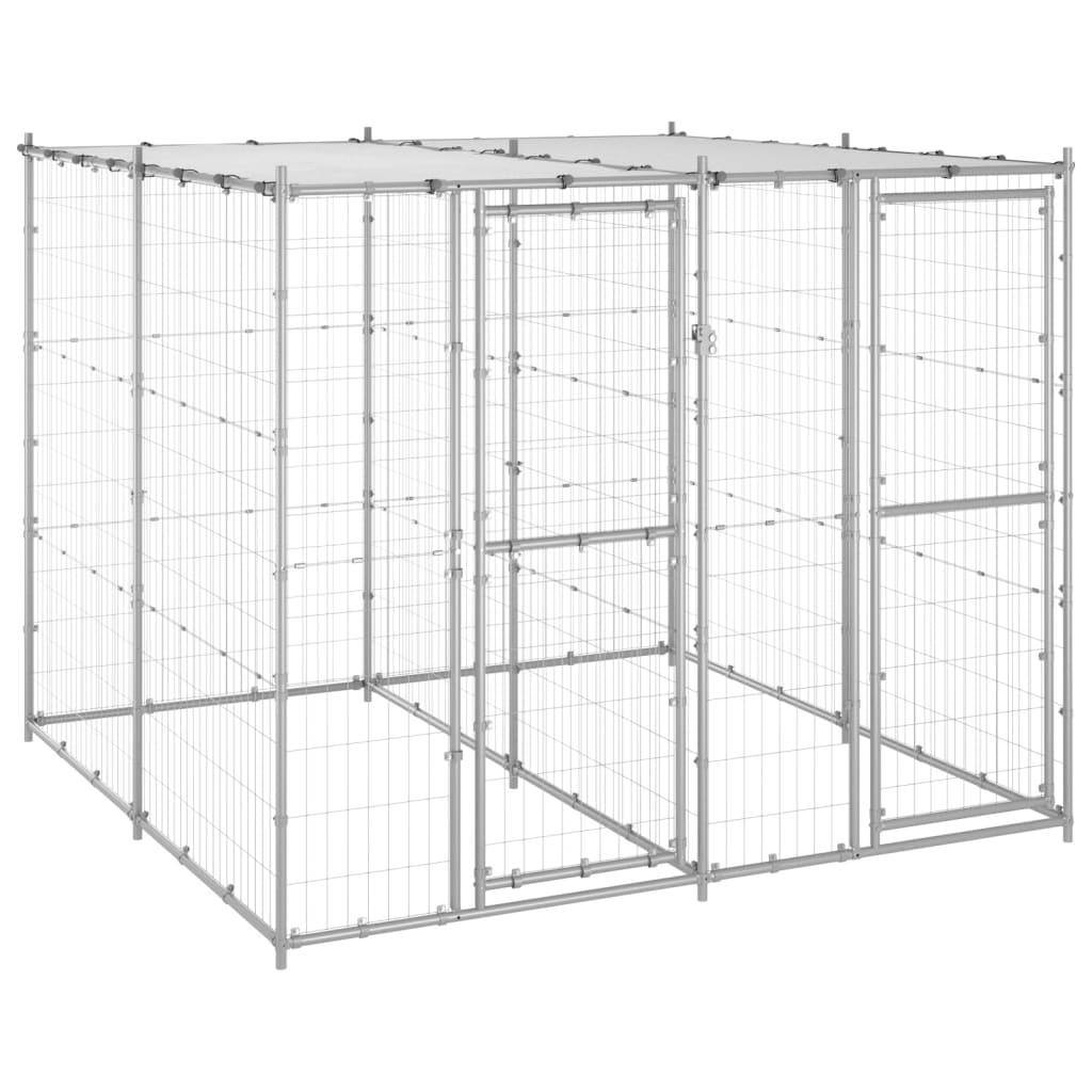 Helloshop26 - Chenil extérieur cage enclos parc animaux chien extérieur acier galvanisé avec toit 4,84 m² - Imagen 1