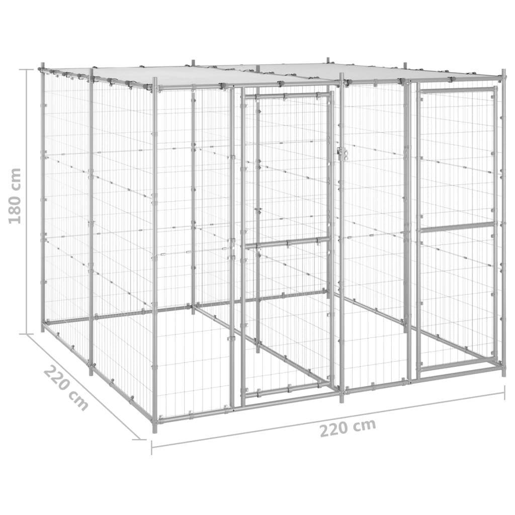 Helloshop26 - Chenil extérieur cage enclos parc animaux chien extérieur acier galvanisé avec toit 4,84 m² - Imagen 2