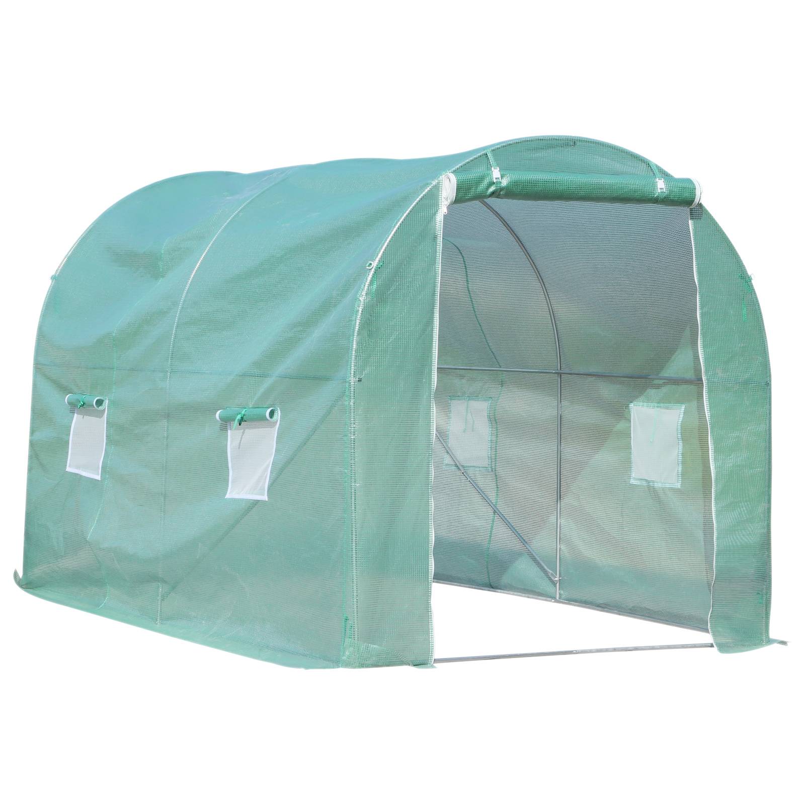 Outsunny - Serre de Jardin Tunnel 6m² 3x2x2,10m Porte Zippée 4 Fenêtres Enroulables Châssis Tubulaire Renforcé Vert - Outsunny - Image 1