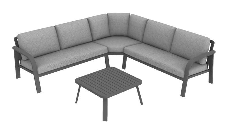 Proloisirs - Set angle Grasse III en aluminium avec coussins - grey/gris PROLOISIRS