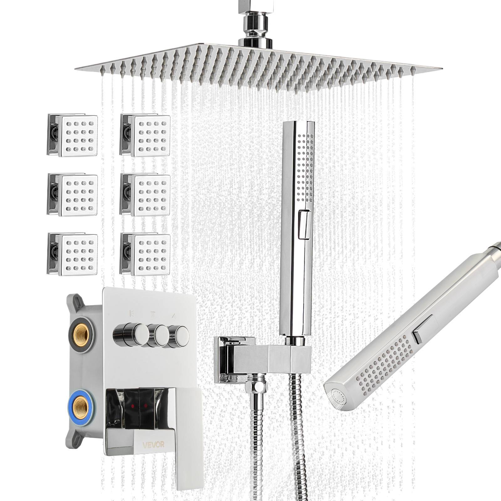 Vevor - VEVOR Système de Douche avec Douchette de Tête et à Main 6 Jets de Corps Chromé