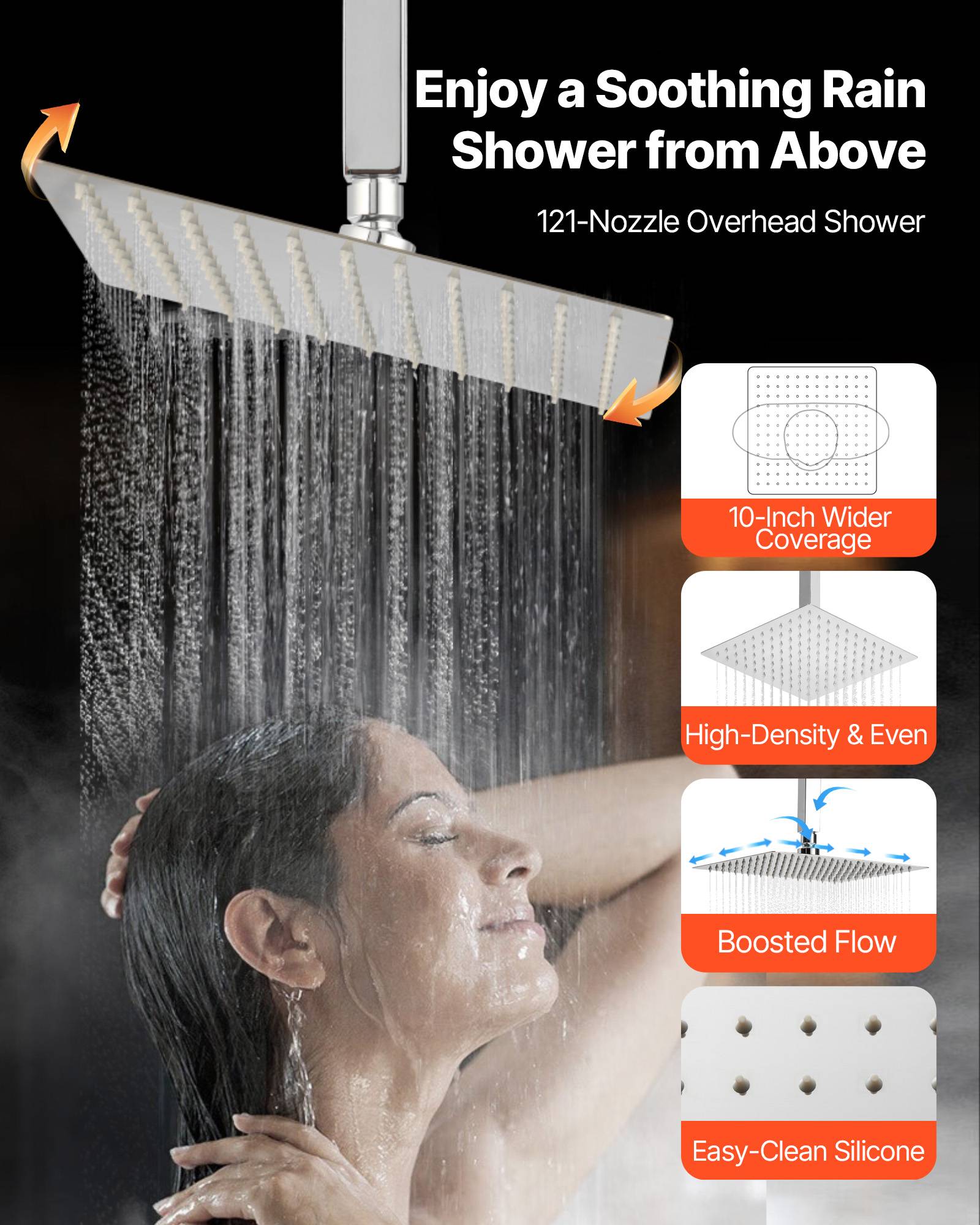 Vevor - VEVOR Système de Douche avec Douchette de Tête et à Main 6 Jets de Corps Chromé - Image 5