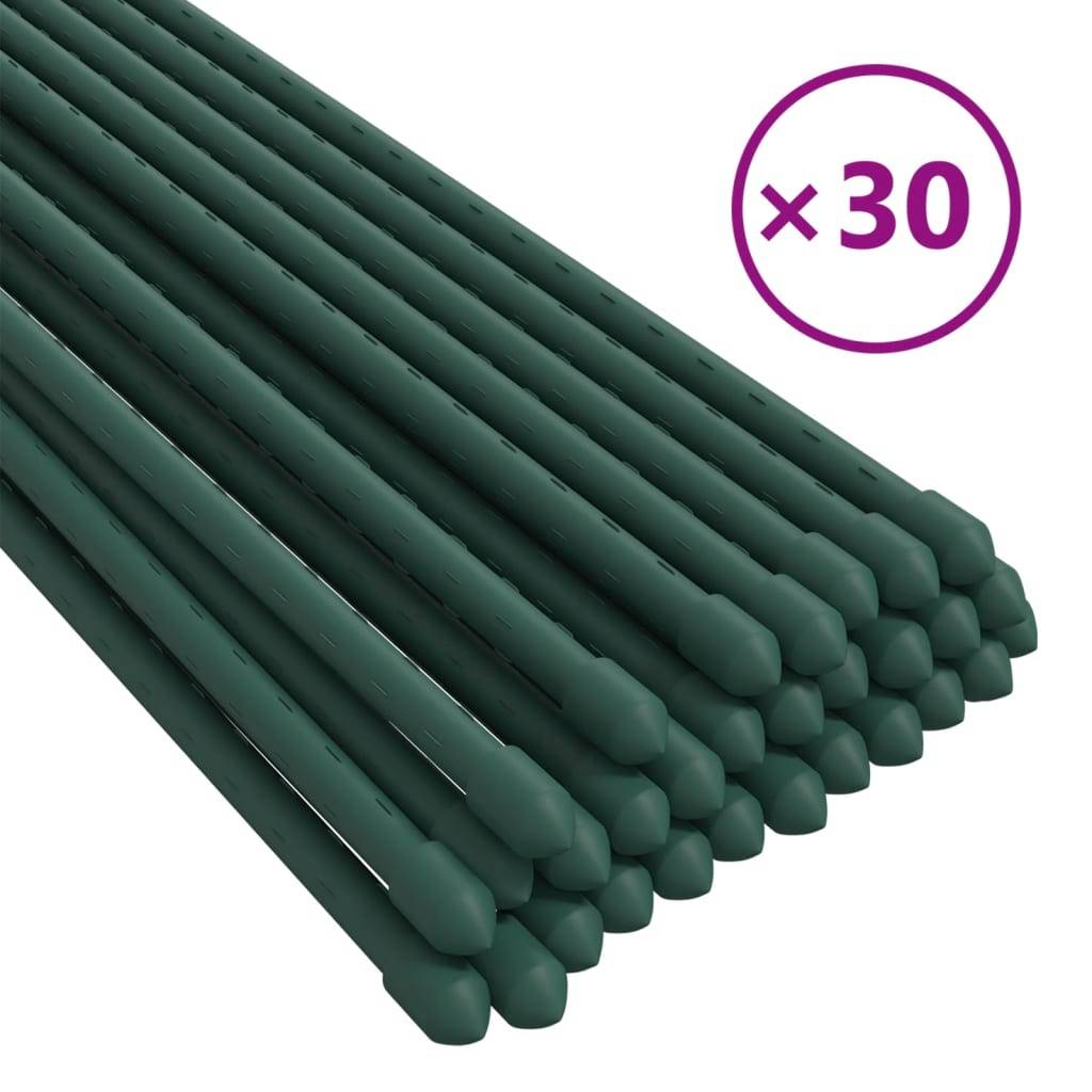 30 pcs Piquets de Fixation - Piquets de sol pour plantes de jardin vert 180 cm acier MP629