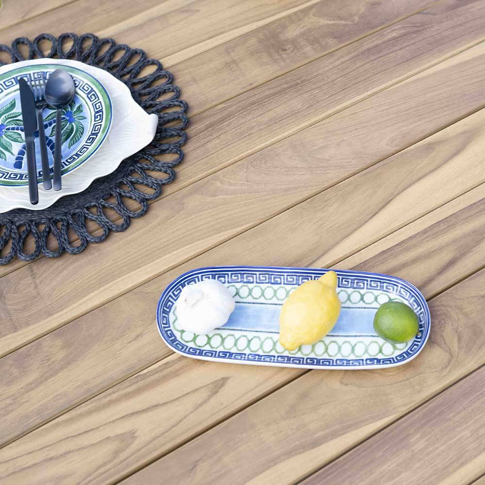 Wilsa Garden - Ensemble de jardin bois teck 6 places avec cordage beige CALVI - Imagen 5