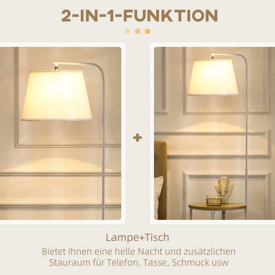 Lampadaire Industriel En Bois Noir IDMarket Avec 3 Étagères Et Abat-jour Carré Blanc