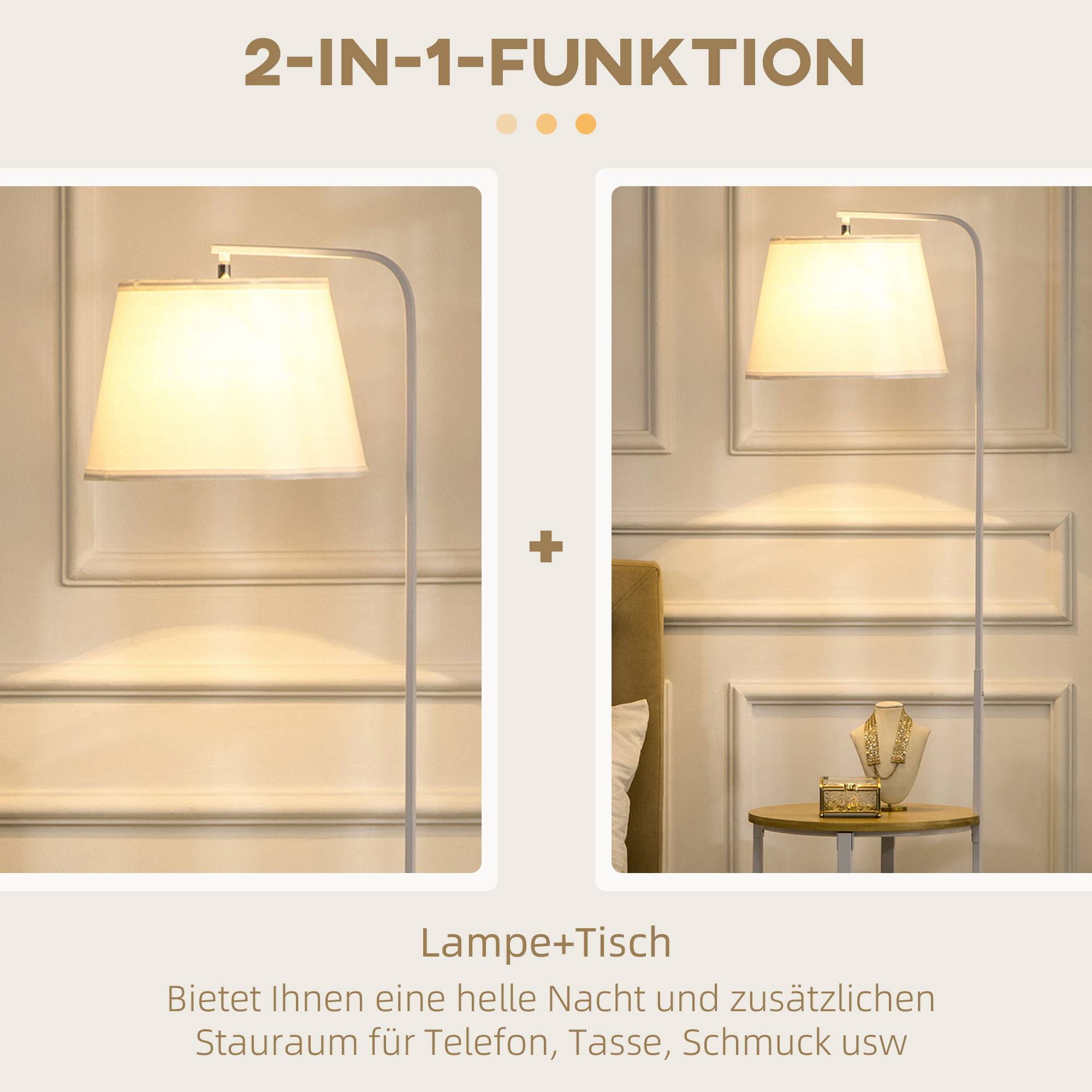 Lampadaire Industriel En Bois Noir IDMarket Avec 3 Étagères Et Abat-jour Carré Blanc