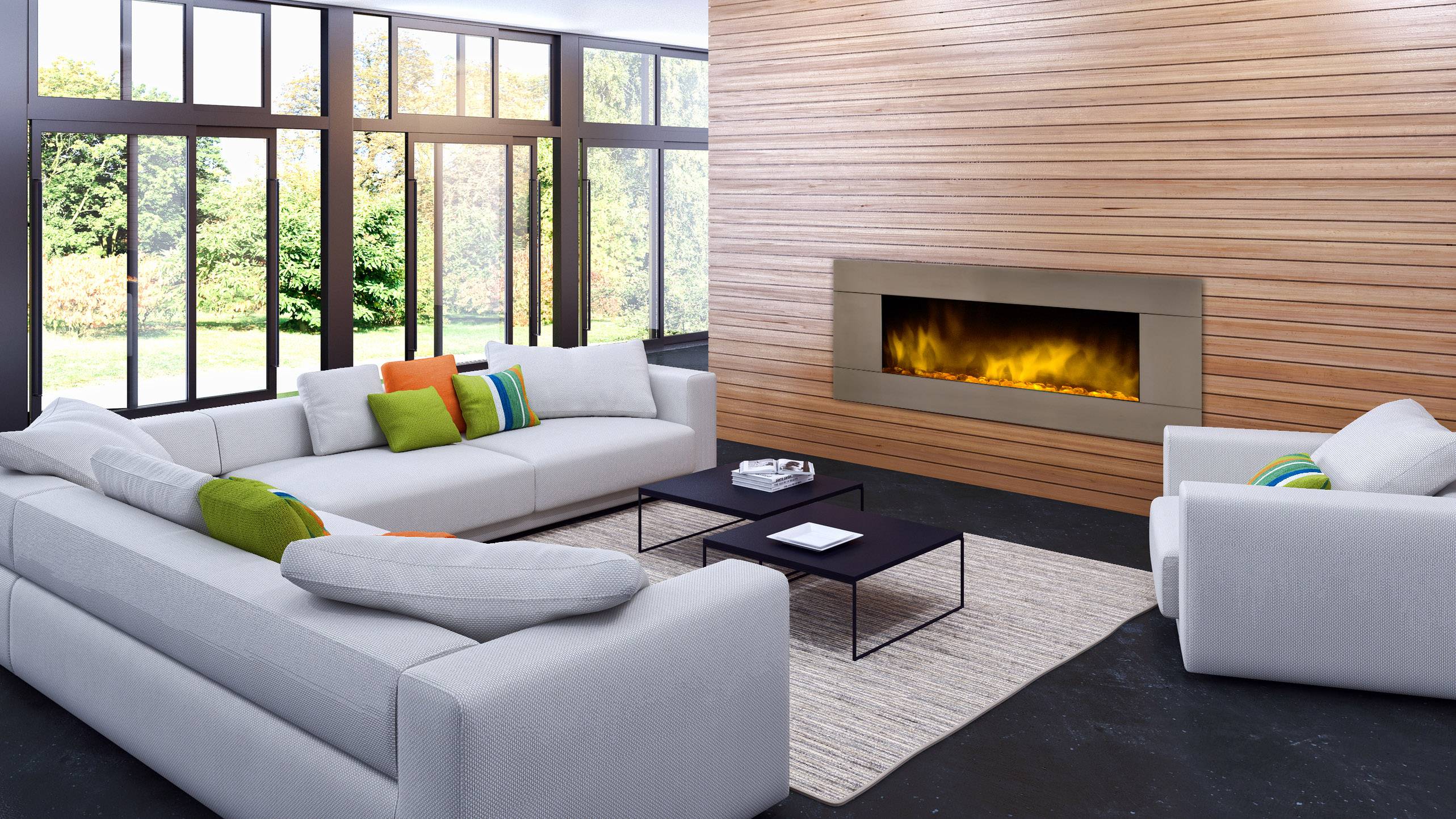 Cheminée électrique Murale Pure Inox XXL 120 cm Effet Flammes LED Chemin'Arte - Imagen 5
