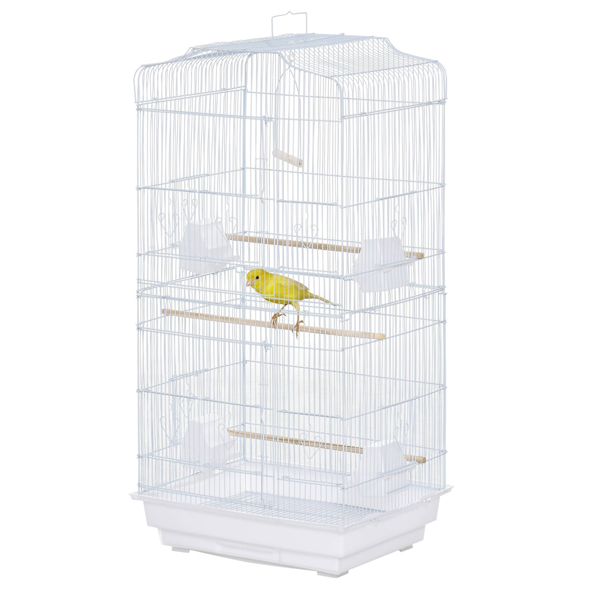 Cage à oiseaux métal blanc 46.5 x 35.5 x 92 cm - PANGIVO - Image 2