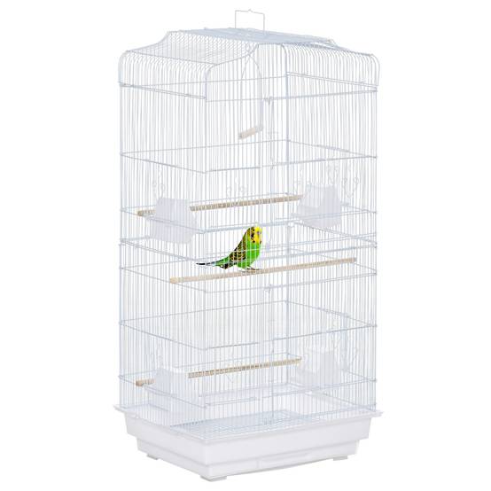 Cage à oiseaux métal blanc 46.5 x 35.5 x 92 cm - PANGIVO - Image 1