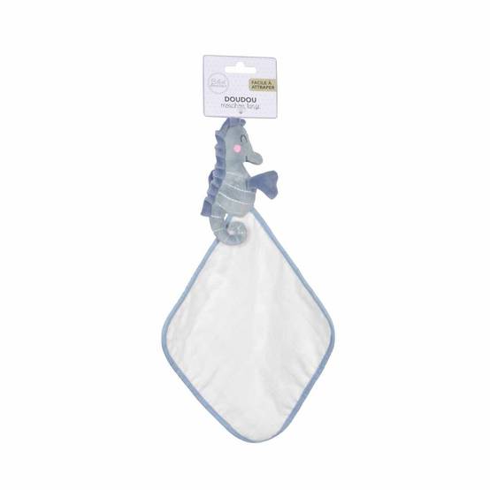 Doudou avec Lange "Hippocampe" 18cm Bleu - Image 2