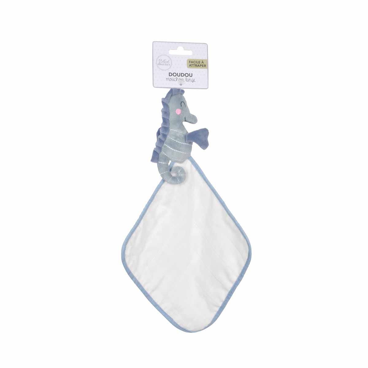 Doudou avec Lange "Hippocampe" 18cm Bleu - Image 2