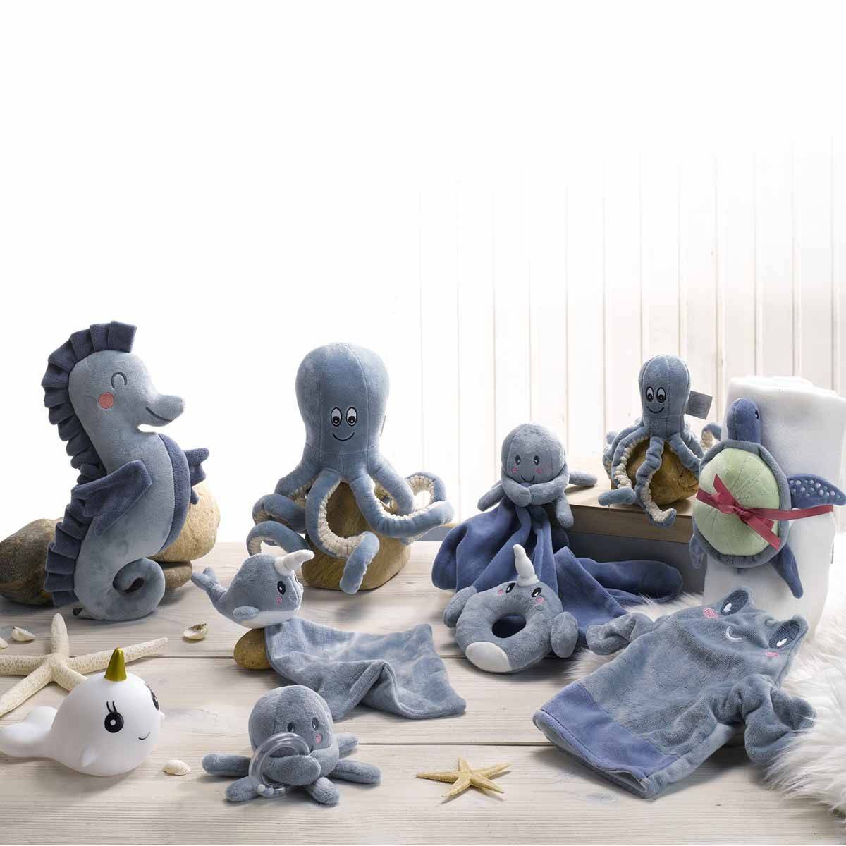 Doudou avec Lange "Hippocampe" 18cm Bleu - Image 3