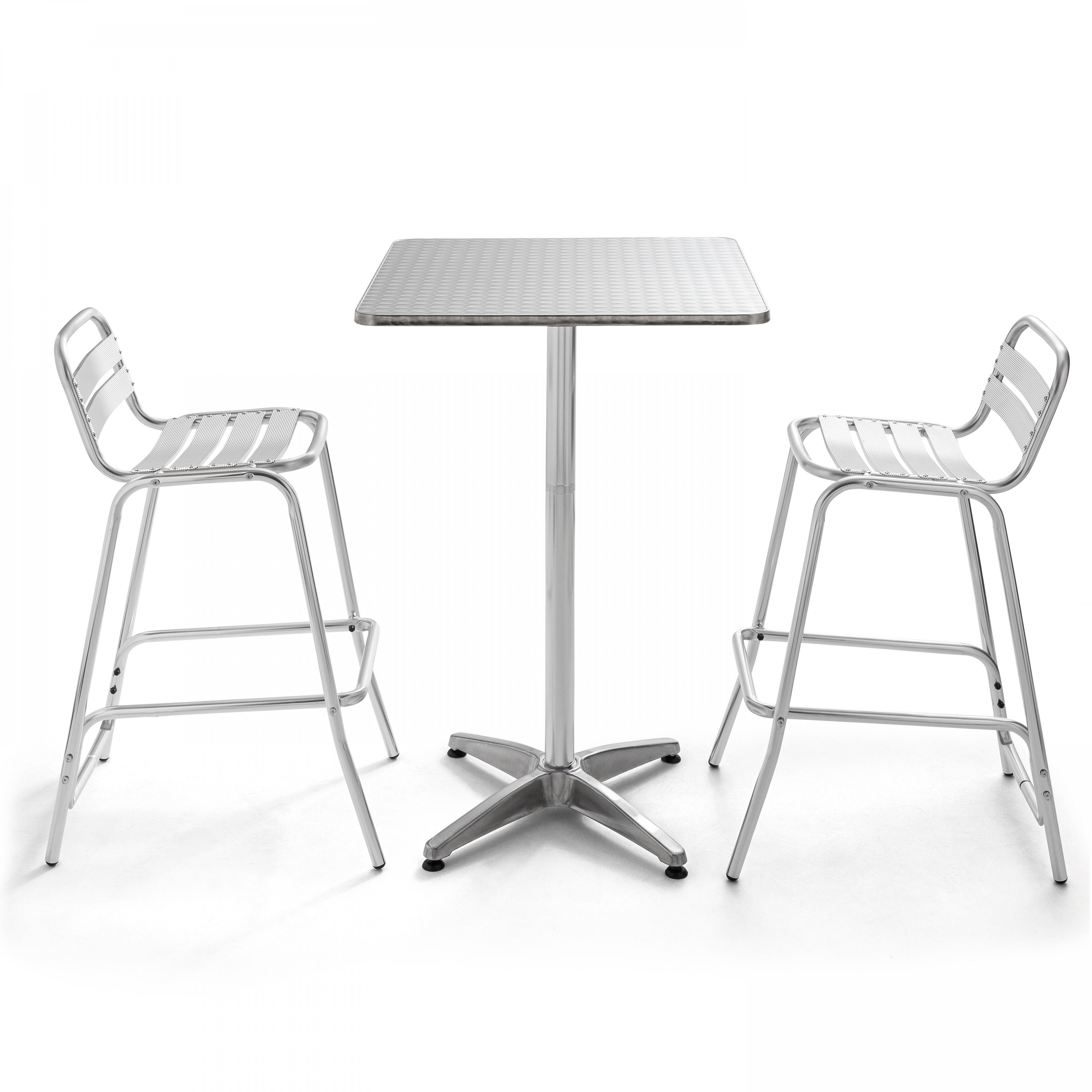 Oviala - Table de jardin mange-debout et 2 chaises aluminium gris Brixton - Oviala - Imagen 1