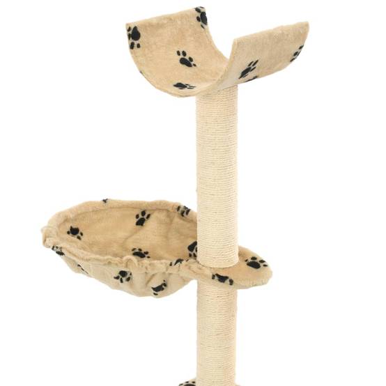 Arbre à chat design avec niche et panier douillet pour chaton et petit chat 105 cm Beige - ComfortXL Outdoor Living - Image 4