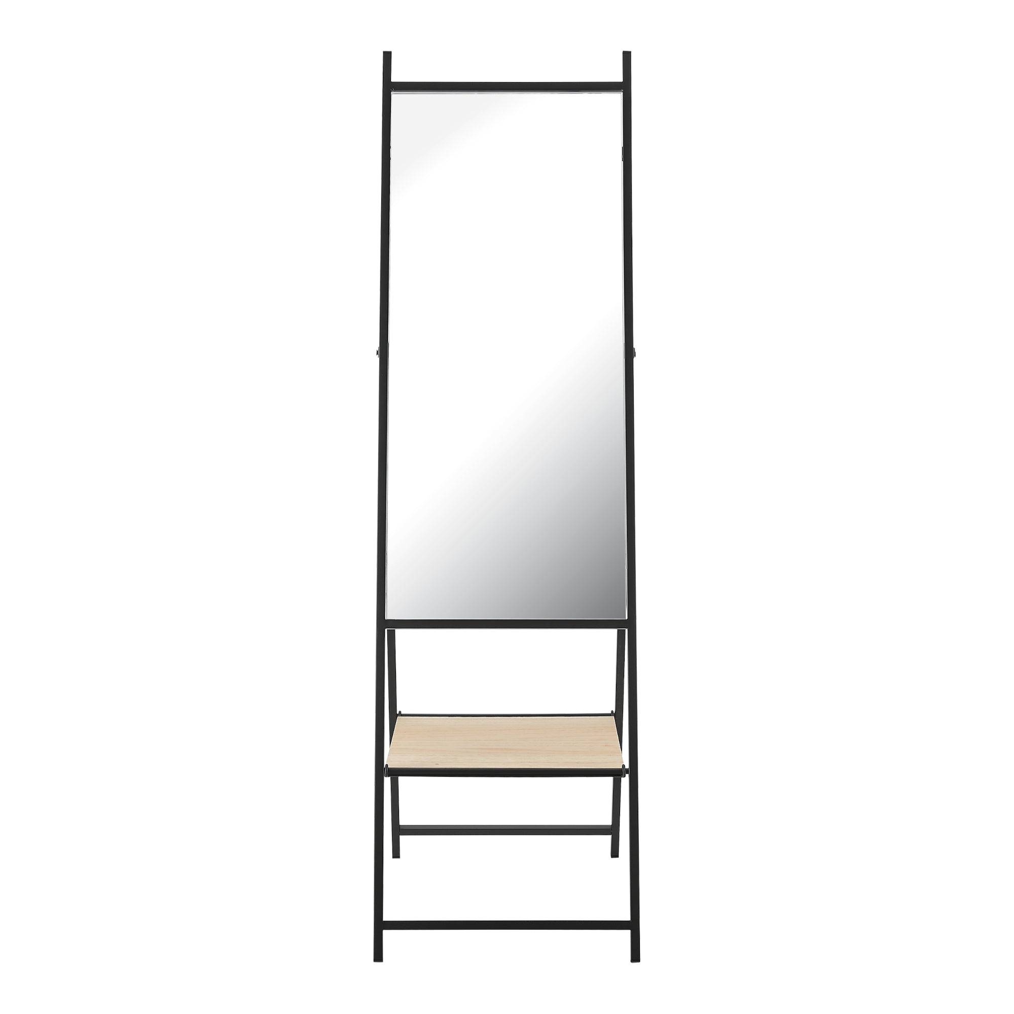 Miroir sur pied avec une étagère chamois 150 x 44 x 60 cm noir effet chêne - Image 4