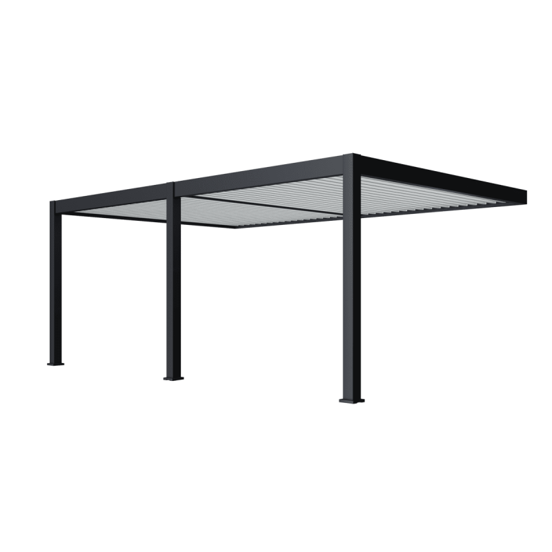 Ombrea - Pergola Bioclimatique motorisée Ombréa 4x6M adossée – Anthracite et Blanc - Image 2