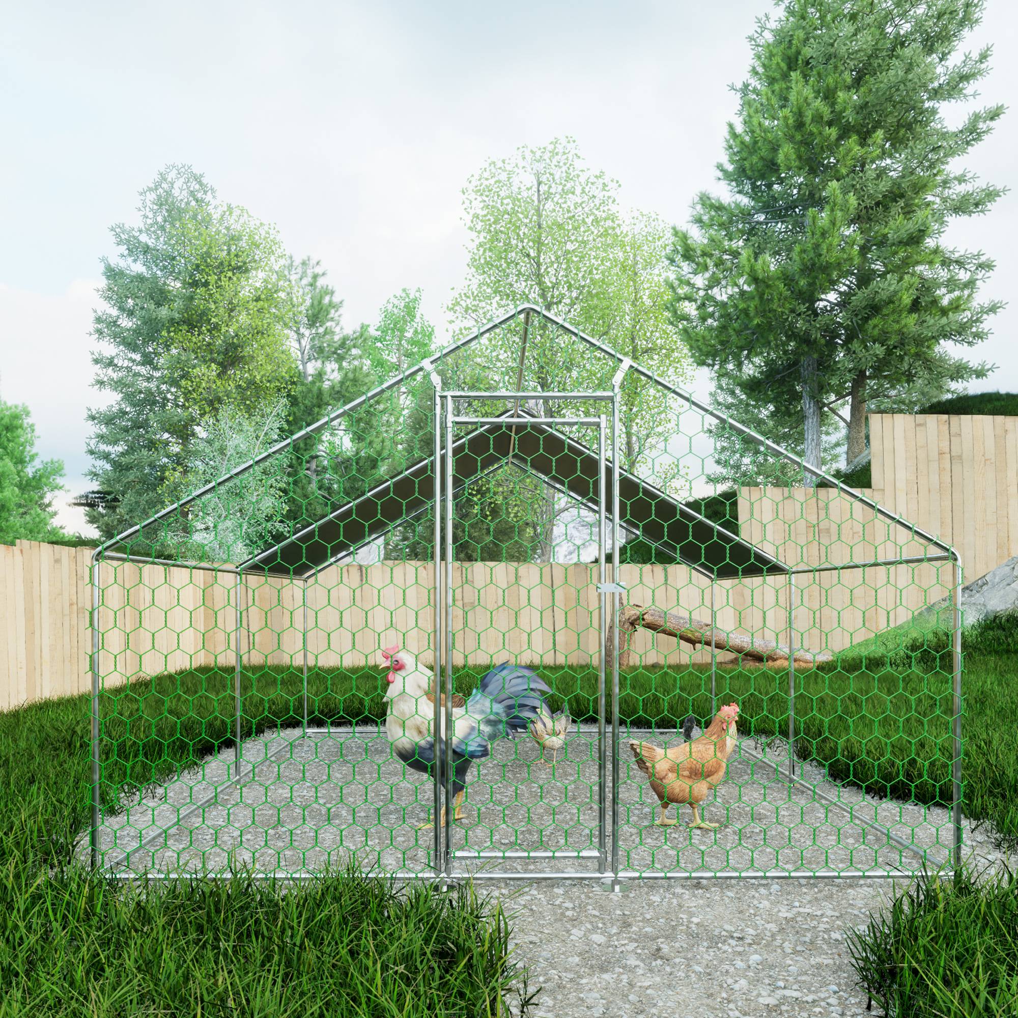 PANGIVO - Enclos pour poulailler acier galvanisé argent 303 x 400 x 200 cm - PANGIVO - Image 8