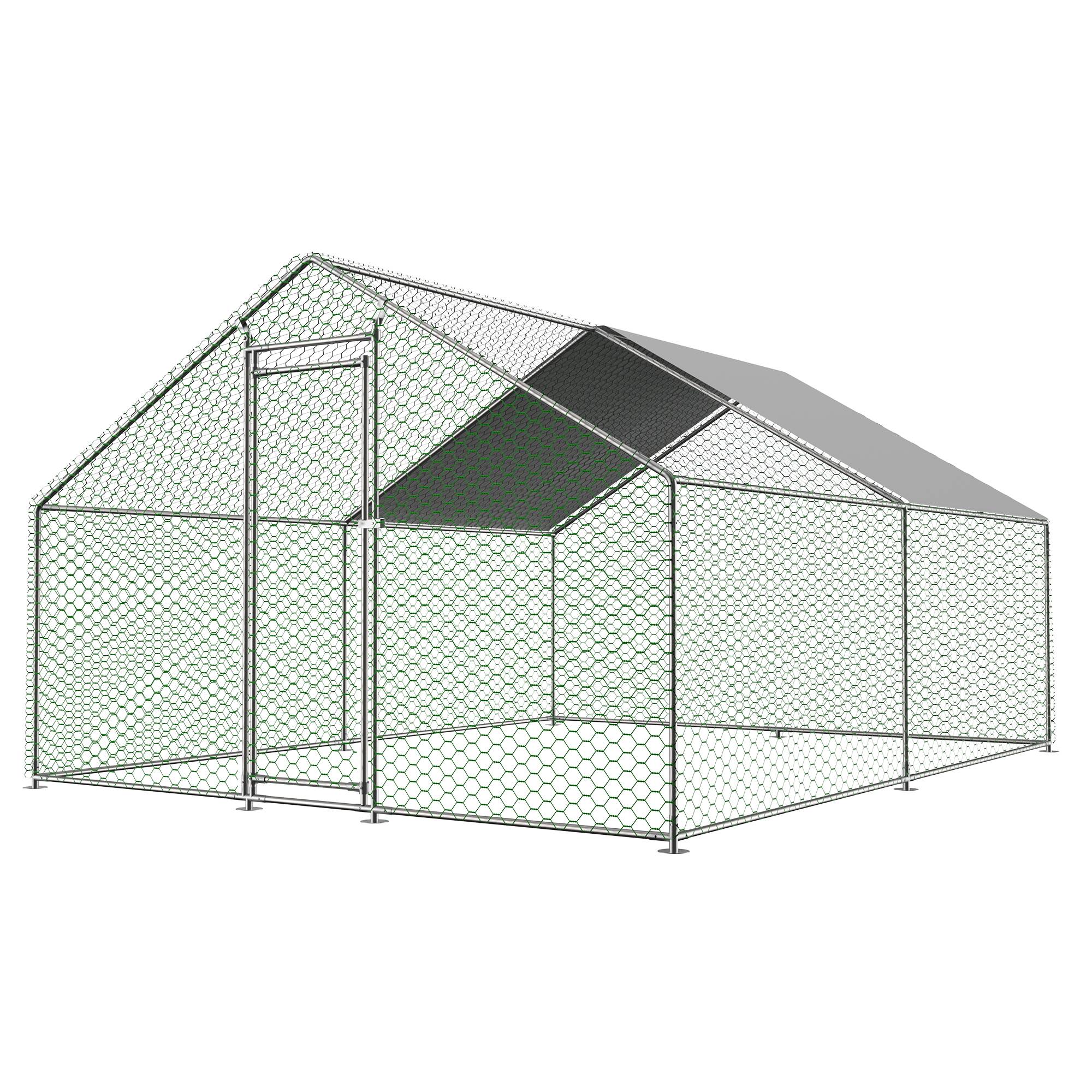 PANGIVO - Enclos pour poulailler acier galvanisé argent 303 x 400 x 200 cm - PANGIVO - Image 1