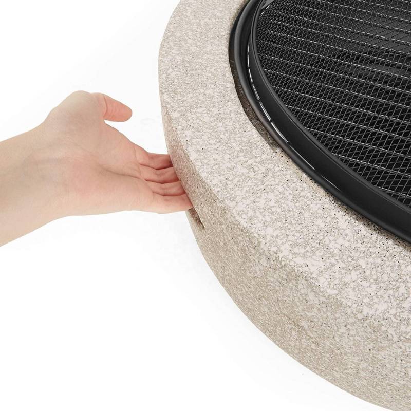 Brasero barbecue rond 2 en 1 - Barbecue et Chauffage - 60.5cm - Acier effet béton - Gris clair - Avec Poignées Beyond Blue - Imagen 6
