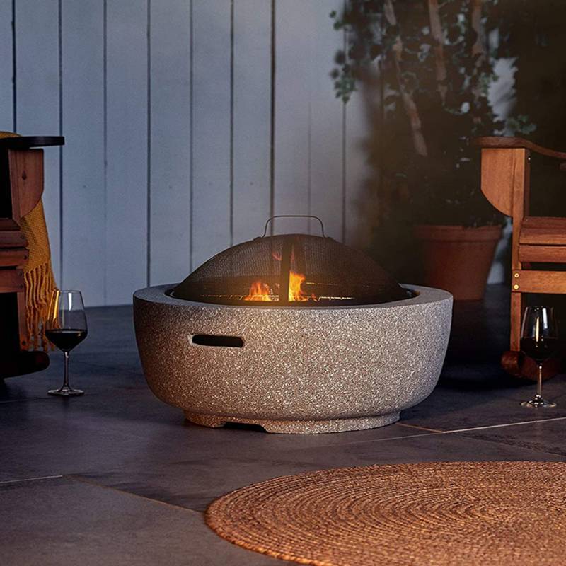 Brasero barbecue rond 2 en 1 - Barbecue et Chauffage - 60.5cm - Acier effet béton - Gris clair - Avec Poignées Beyond Blue - Imagen 9