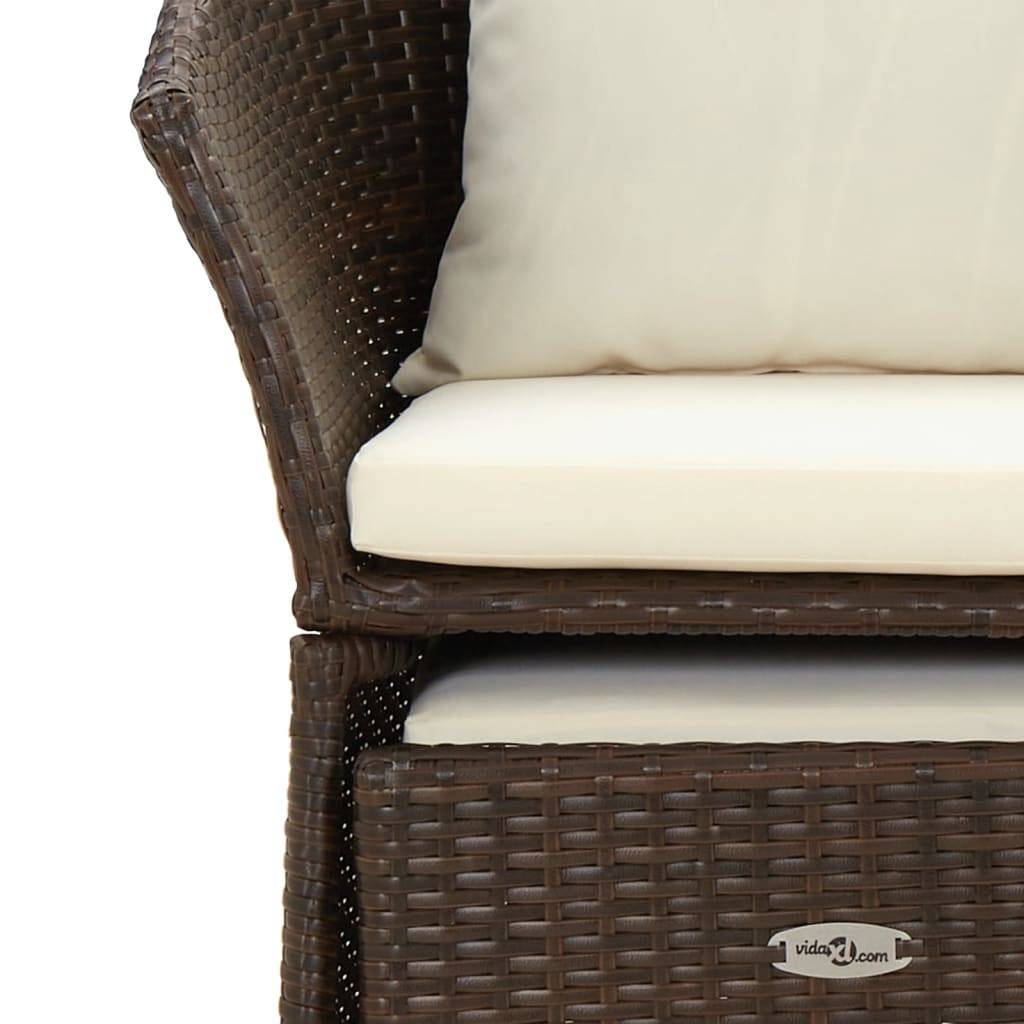 Helloshop26 - Salon de jardin meuble d'extérieur ensemble de mobilier 2 pièces avec coussins marron résine tressée - Imagen 6