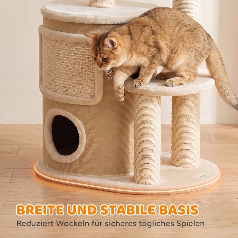 Arbre à chat avec tour à griffer 2 niveaux, poteaux en sisal, plateforme et balle de jeu, adapté aux chats jusqu'à 5 kg - Image 6