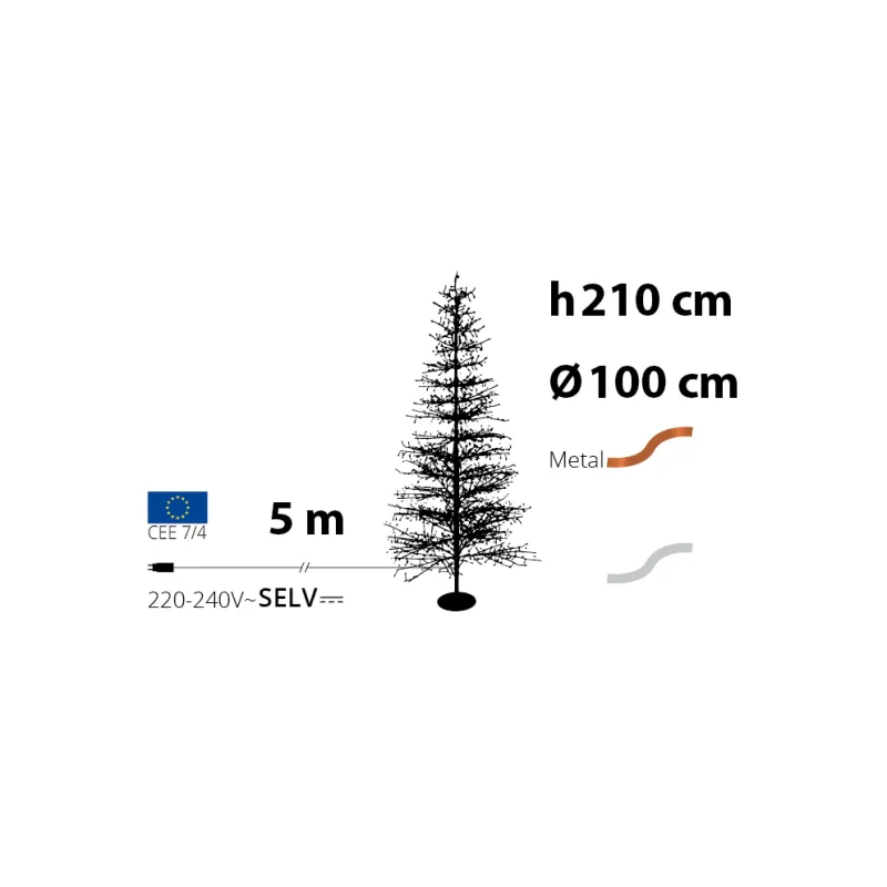 Lotti - Arbre lumineux Conique TILLEUL Or Rose H210cm Ø100cm 1856 MicroLED Blanc Chaud Fixe/Flash Lotti - Image 2