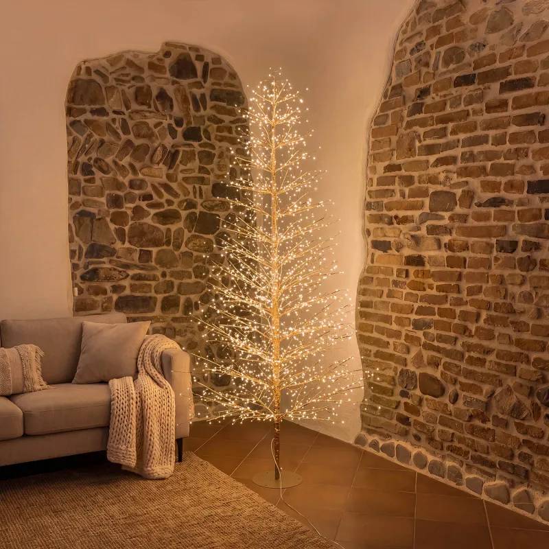 Lotti - Arbre lumineux Conique TILLEUL Or Rose H210cm Ø100cm 1856 MicroLED Blanc Chaud Fixe/Flash Lotti - Image 4