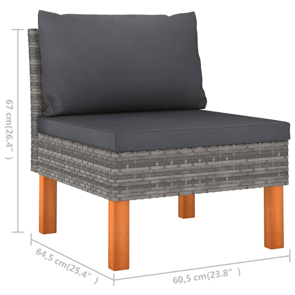 Helloshop26 - Salon de jardin meuble d'extérieur ensemble de mobilier 4 pièces avec coussins résine tressée gris - Imagen 7
